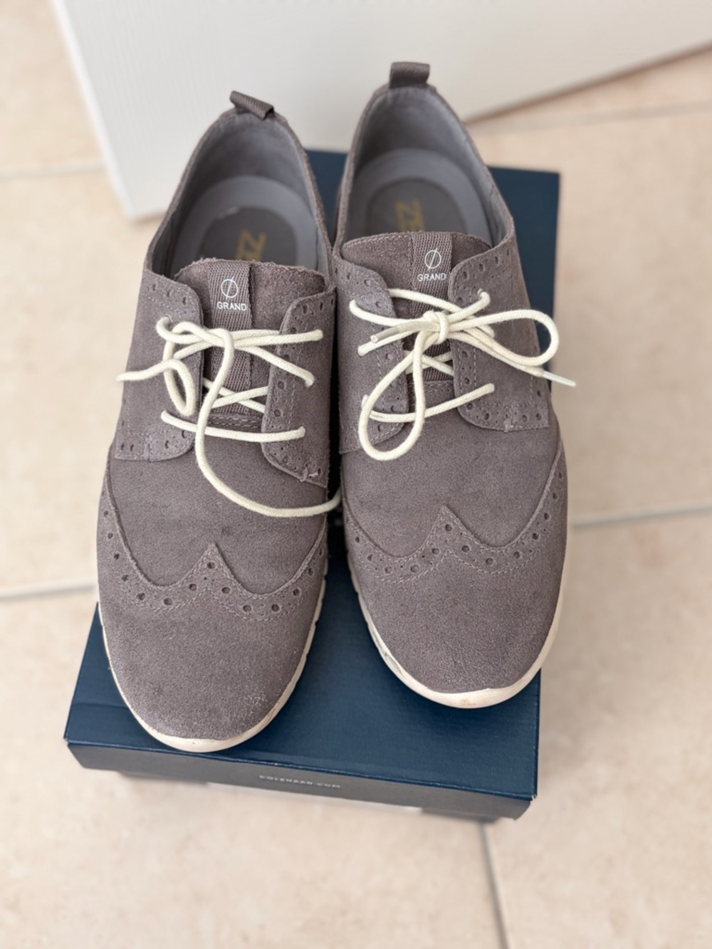 Cole Haan Zerogrand Oxford Shoes Sz 9 Gray Suede Lightweight